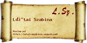 Létai Szabina névjegykártya
